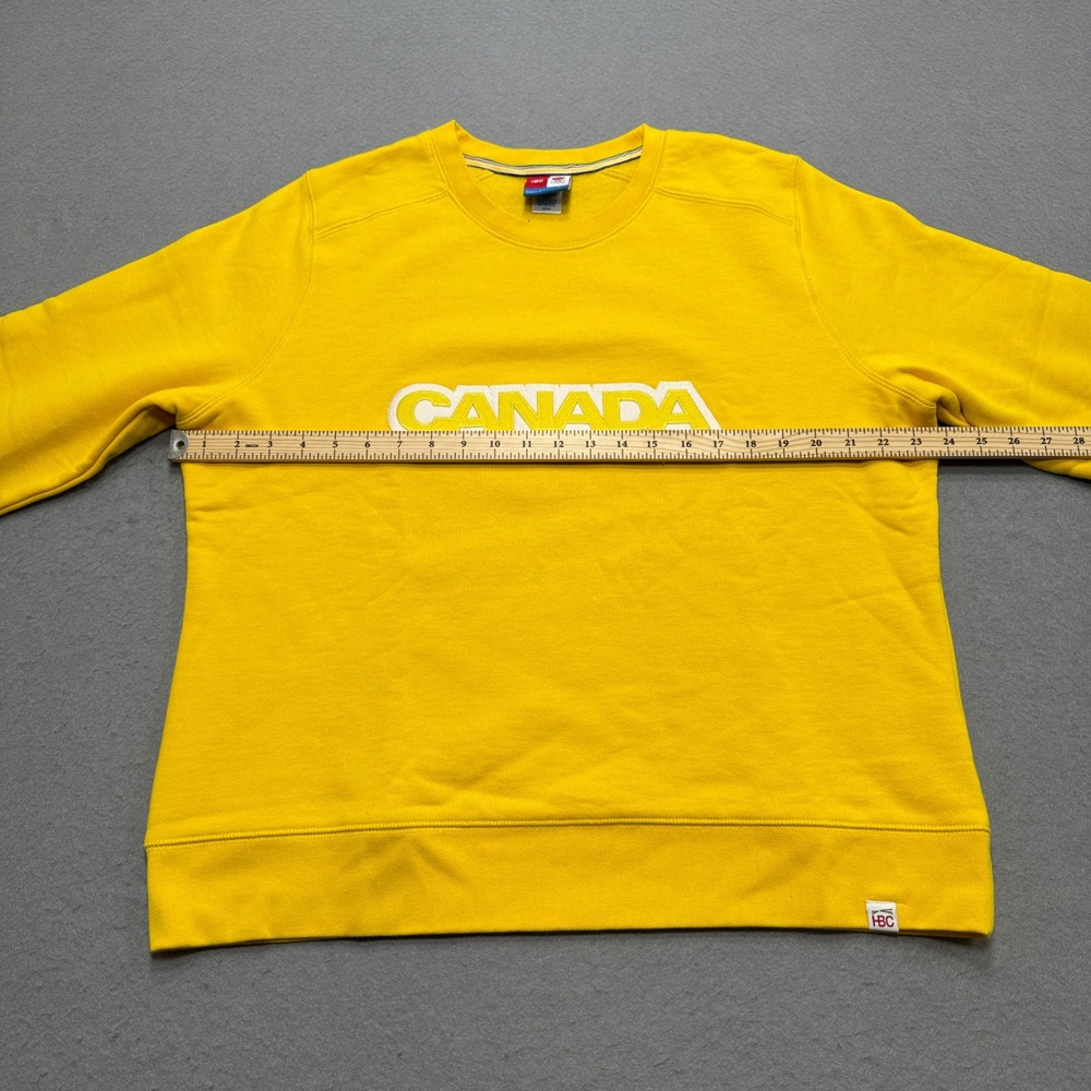 Vintage HBC Olympic Sweatshirt Men's XL Yellow Team Canada Fleece Lined Pullover - Picture 3 of 8